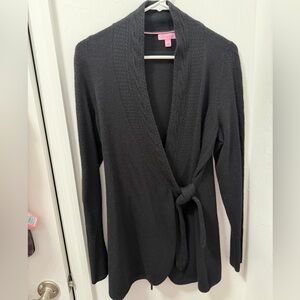 Lilly Pulitzer Black Wrap Tie-Waist Cardigan